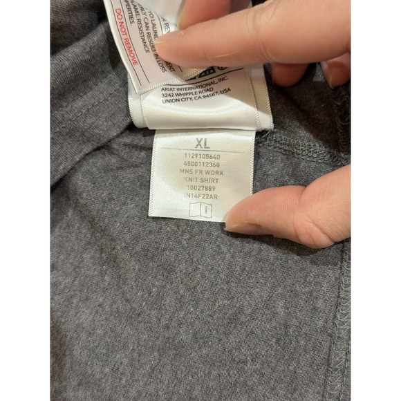 Ariat FR Shirt Mens XL Heather Gray Work Knit Henley Long Sleeve Flame Resistant - Picture 10 of 13